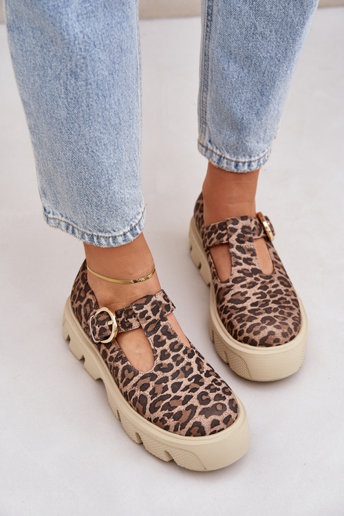 Замшеві Напівчеревики З Пряжкою У Леопардовому Принті Zazoo 20183 Коричневі