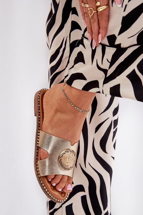 Плоскі Жіночі Сандалі З Декоративною Деталлю Золоті Oferry