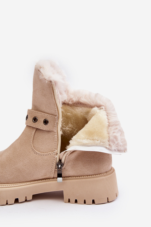 Жіночі чоботи зі штучним хутром на блискавці бежеві Morcos