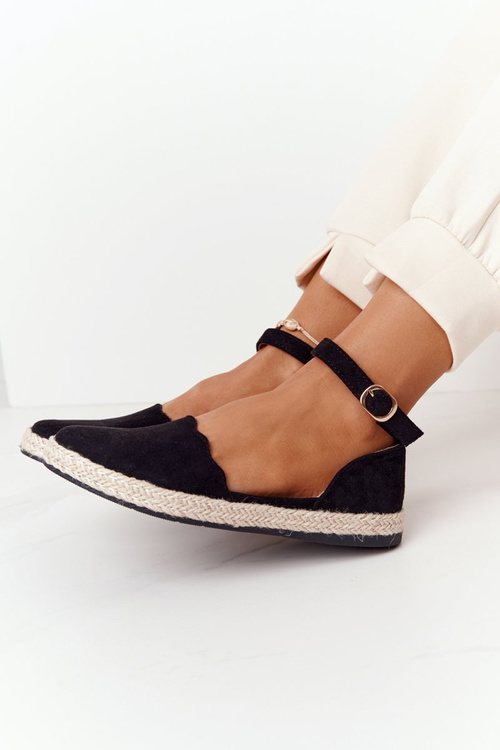 Замшеві еспадрільї на солом'яній підошві S.Barski Чорні