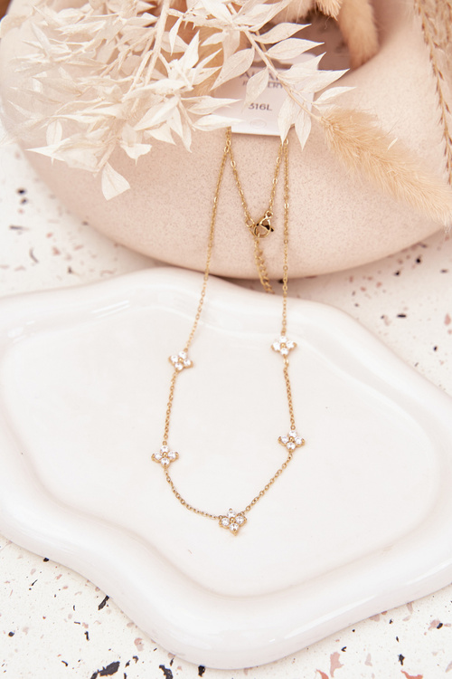 Жіноче намисто з квітами з медичної сталі Золото