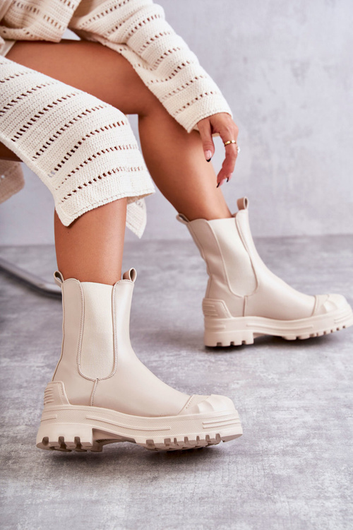 Класичні високі робочі черевики бежеві Bassti