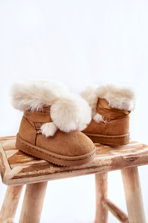 Дитячі молодіжні теплі зимові черевики коричнево-білі Руфі