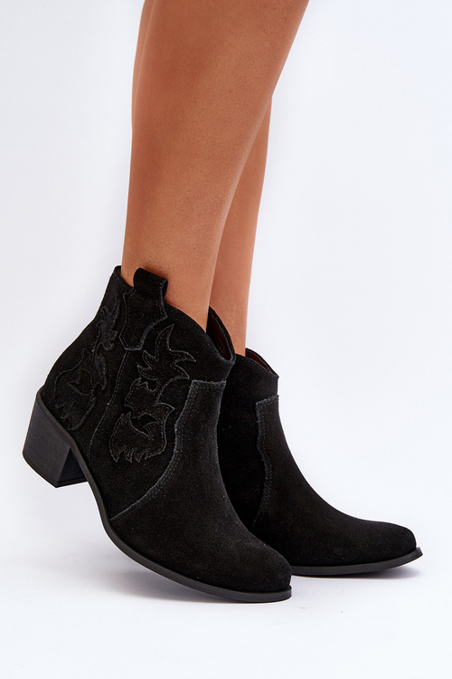 Чорні жіночі замшеві ковбойські чоботи Zazoo 3426