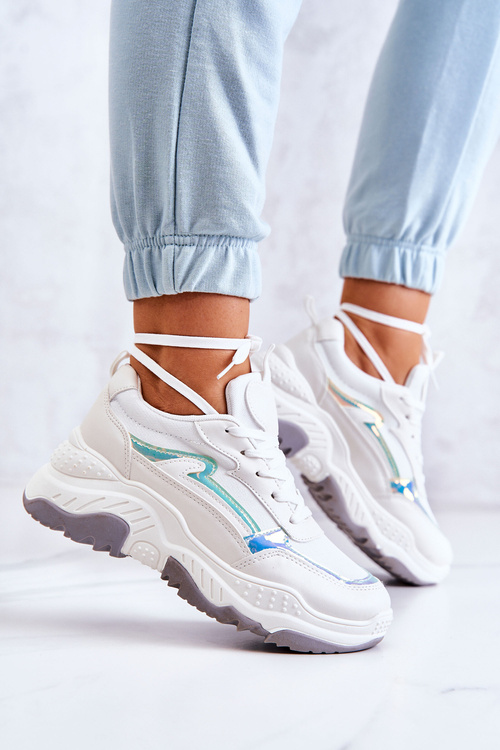 Жіночі блискучі кросівки Білі Каллісто