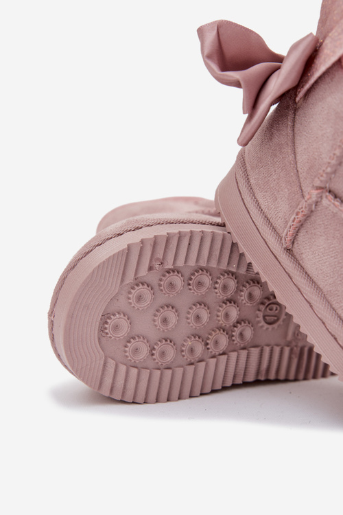 Дитячі утеплені снігоступи з бантиками Брудно-рожевий Меріва