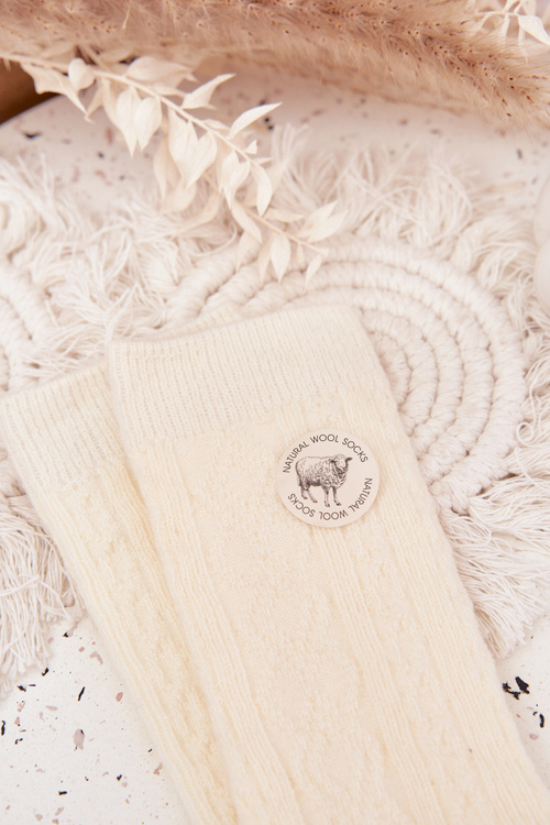 Жіночі вовняні шкарпетки Екрю