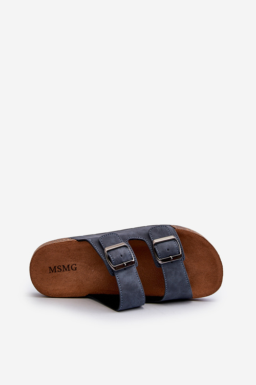 Чоловічі шльопанці на пробковій підошві темно-синього кольору Rosawia