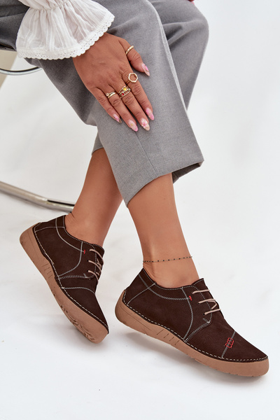 Шкіряні жіночі мокасини з прошивками Artiker 57C2114 Коричневий