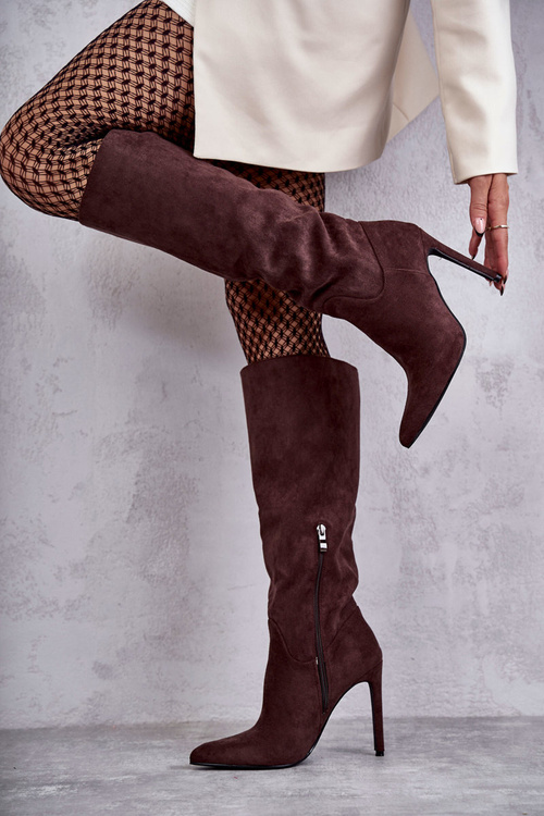 Класичні замшеві чорні чоботи на коричневій Ameya