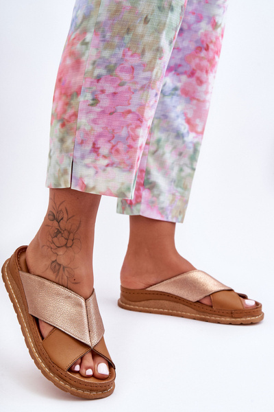 Шкіряні профільовані тапочки Maciejka 04986-29 Коричневий