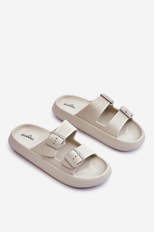 Жіночі поролонові босоніжки зі смужкою світло-сірі Sharmen