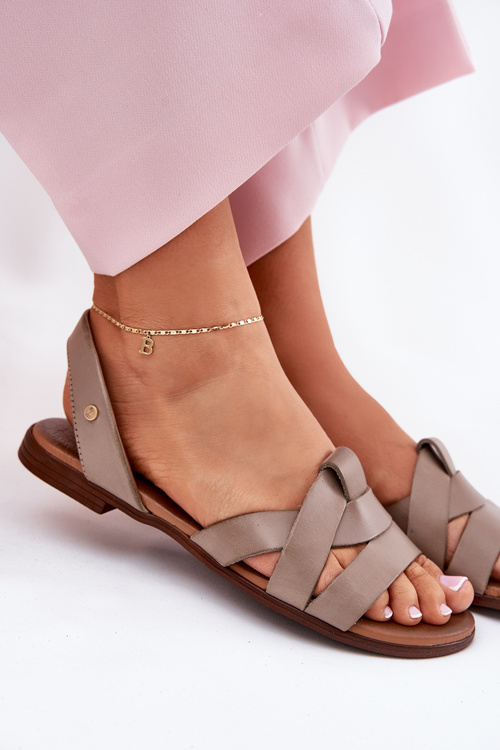 Zazoo 40185 Зручні Шкіряні Сандалі Темно-Бежеві