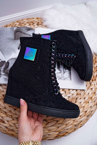 Жіночі ажурні замшеві кросівки Lu Boo Black Clamma