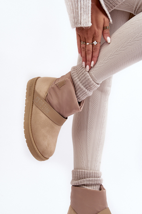 Жіночі зимові черевики утеплені на платформі бежеві Big Star MM274152