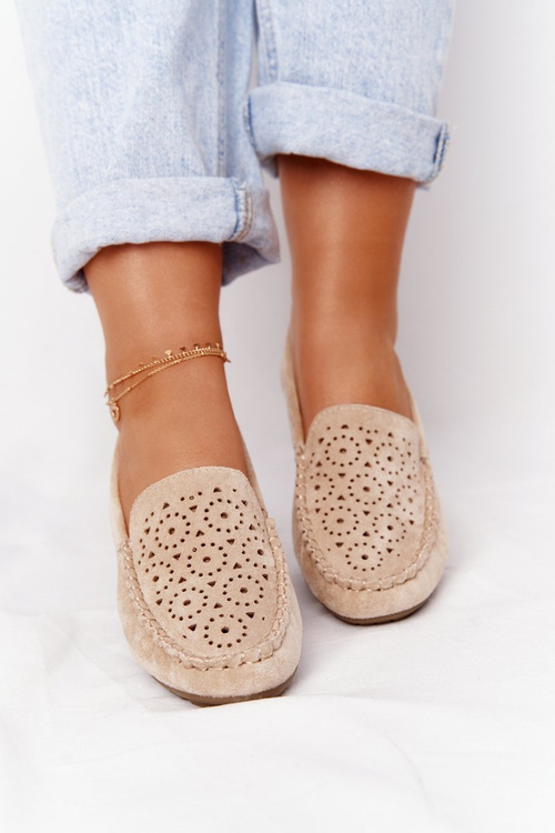 Жіночі замшеві лофери бежеві Molly