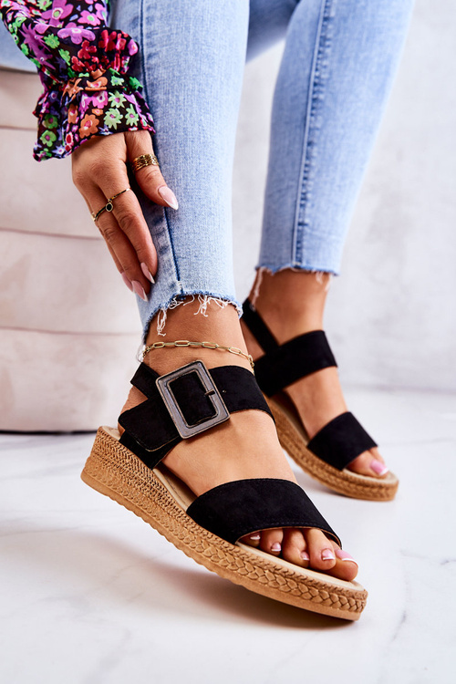 Жіночі замшеві босоніжки Big Star JJ276031 Чорні