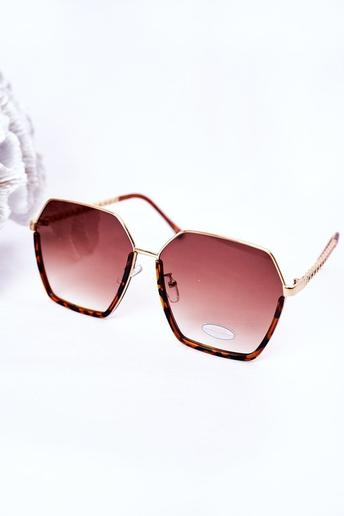 Геометричні сонцезахисні окуляри Leopard Brown Ombre 
