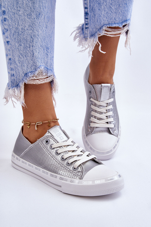 Жіночі шкіряні низькі кросівки Big Star LL274016 Silver