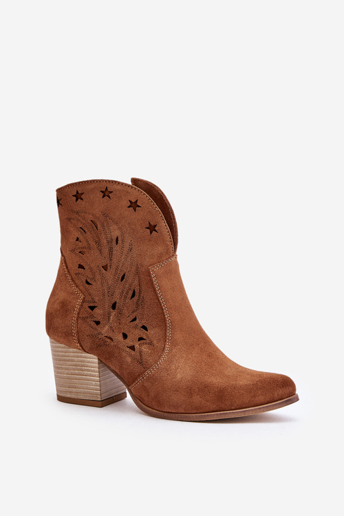 Ковбойські ботильйони з вирізом, замшеві на підборах, коричневі Lewski 3613