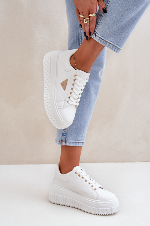Стильні Кросівки На Масивній Платформі Білі Vallexia