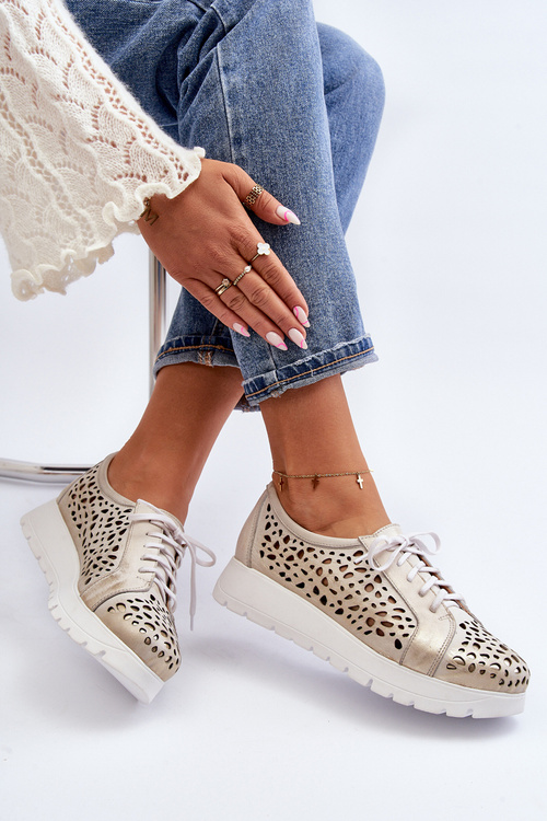 Шкіряні напівчеревики на платформі бежеві Hypnosis