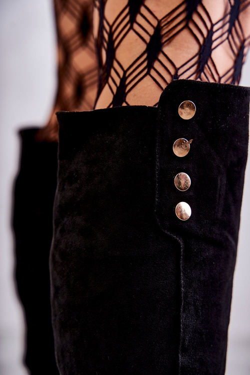 Теплі замшеві чоботи на плоскій підошві Чорні Лаура