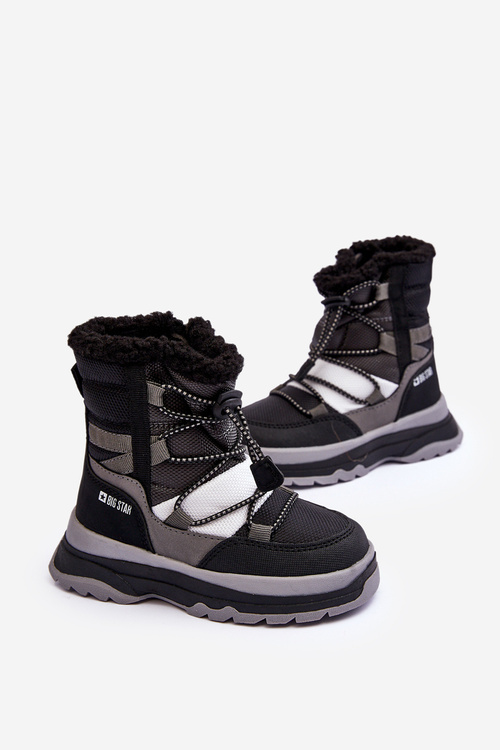 Дитячі снігові черевики на блискавці з хутряною підкладкою, чорні, велика зірка MM374193