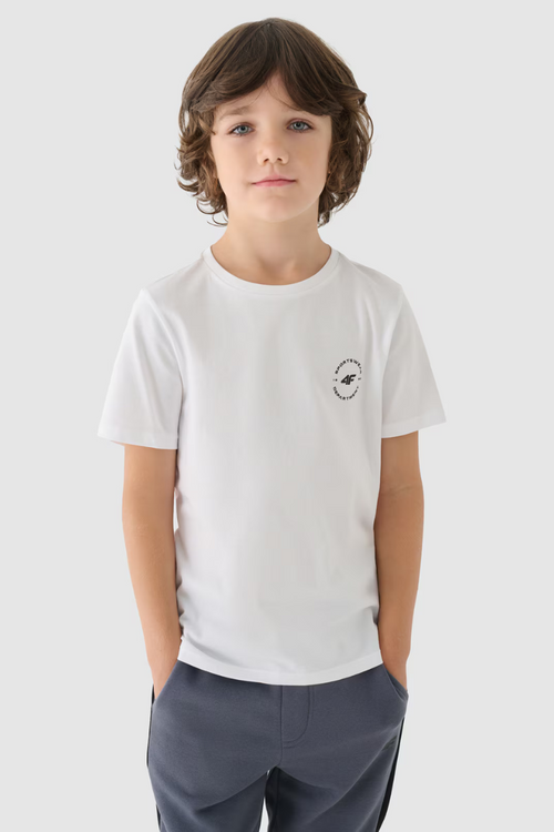 Гладка бавовняна футболка для хлопчиків Regular White 4FJWAW24TTSHM1859-10S