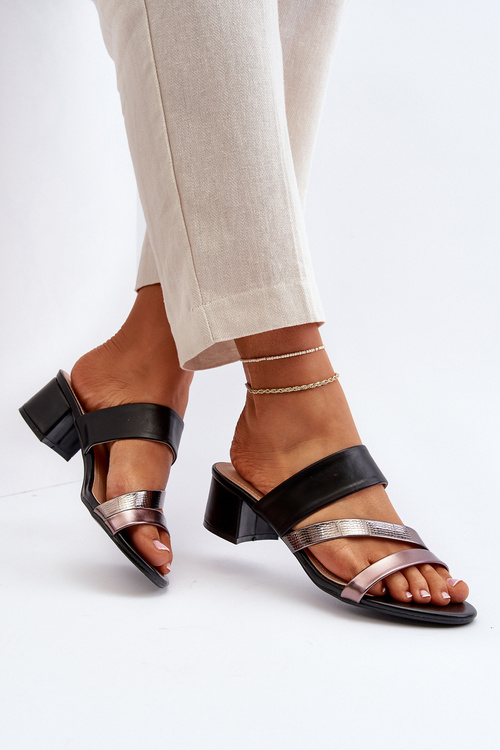 Жіночі чорні босоніжки Rosila на низькому каблуці