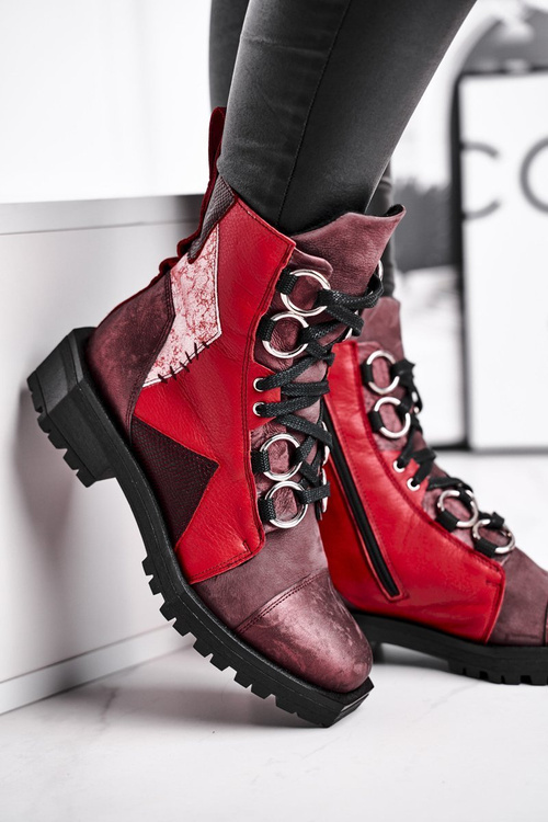 Жіночі шкіряні черевики Чоботи Maciejka темно-бордові 04184-23/00-3