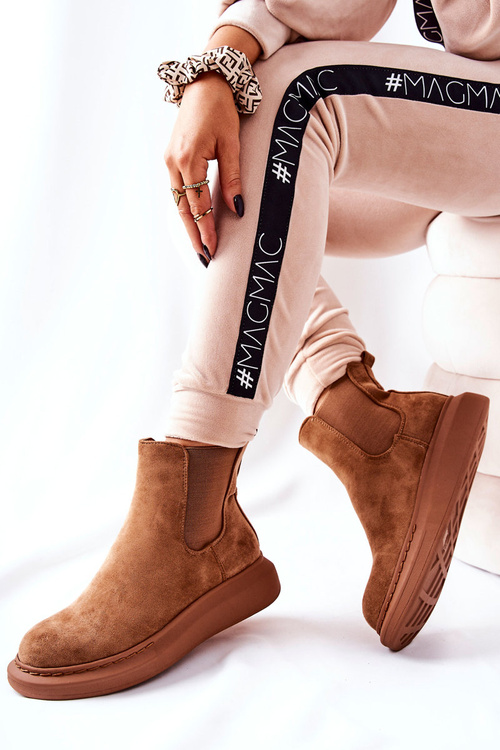 Замшеві черевики на шнурівці на платформі бежеві Marissa