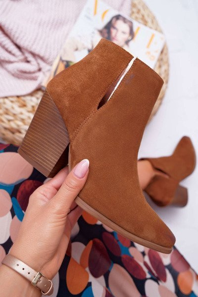 Жіночі чоботи на підборах весняні шкіряні замшеві коричневі Nicole 2430