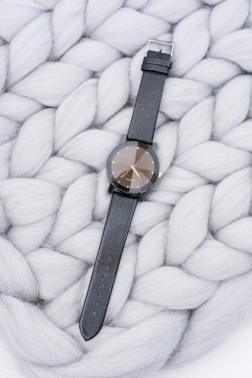 Елегантний жіночий чорний годинник на ремінці