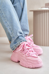 Жіночі кросівки на масивній підошві рожеві Nevela