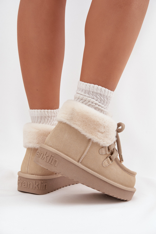 Жіночі зимові чоботи з натуральної замші D.Franklin DFSH375006 Світло бежеві