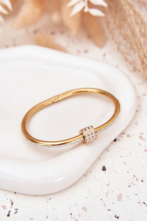 Жіночий браслет із криштальми з нержавіючої сталі золотий