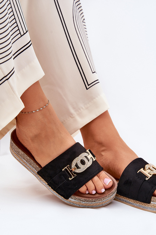 Жіночі Сандалі З Золотим Декором На Платформі З Блискітками Чорні Eanes