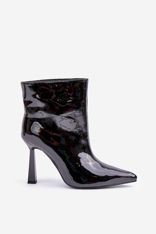 Лакові Чоботи На Носок З Поділом Чорні Seliri