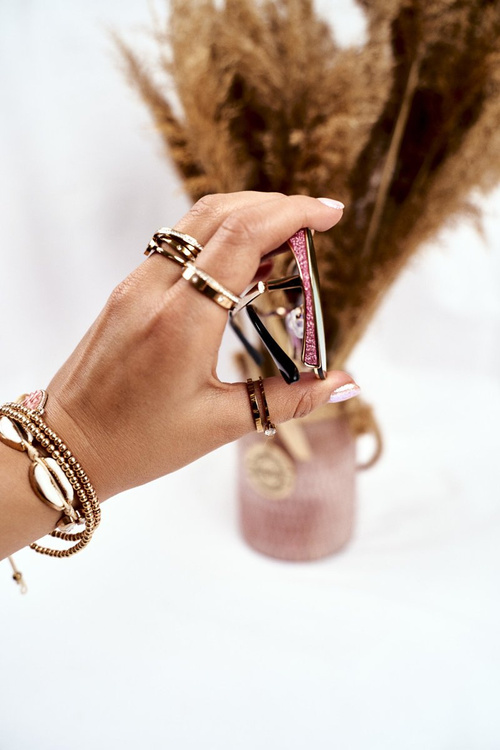 Жіночі сонцезахисні окуляри Prius PRE-38 Gold Pink Mirror Glitter