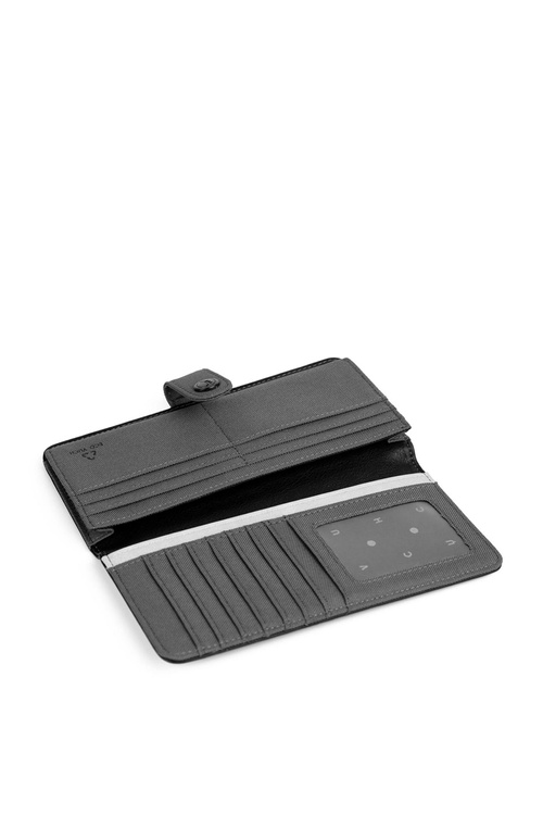 Жіночий шкіряний гаманець на блискавці чорно-сірий Florience