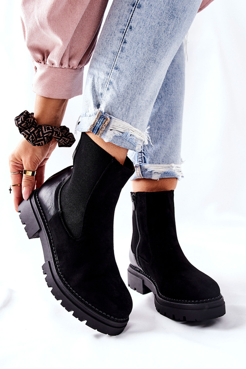 Чоботи утеплені на блискавці Чорні Prestons