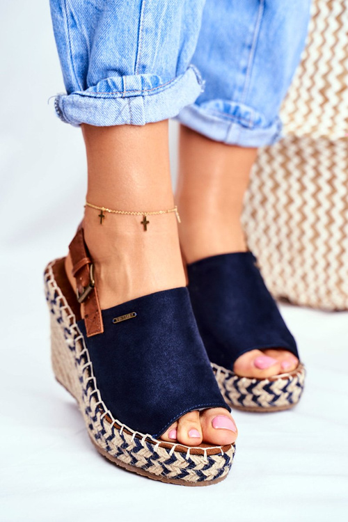 Жіночі босоніжки на танкетці Big Star Navy FF274980