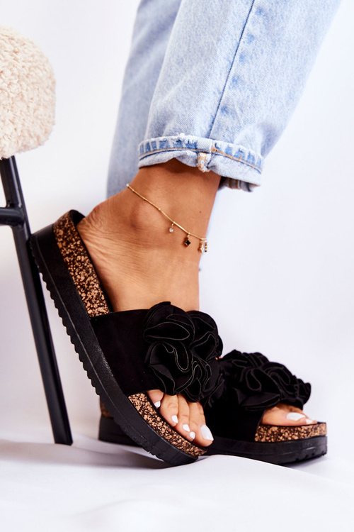 Жіночі замшеві тапочки з орнаментом Чорний Nemis