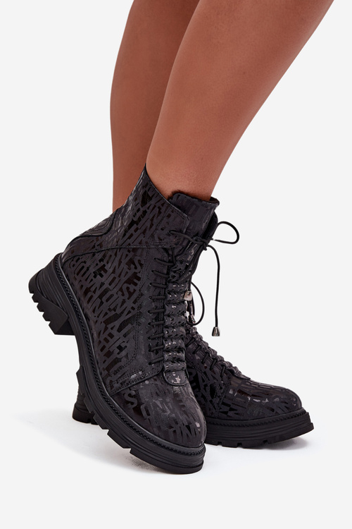 Шкіряні жіночі робочі чоботи з утепленням та блискавкою Artiker 57C2257 Чорні