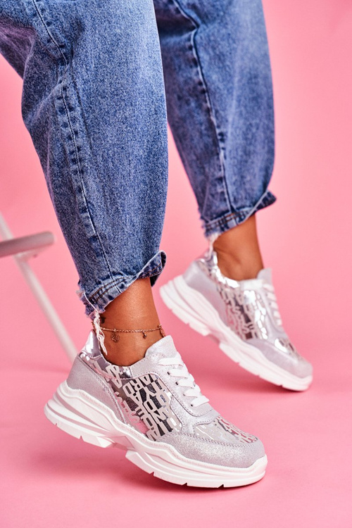 Спортивне жіноче шкіряне взуття Срібні кросівки Palm Bay