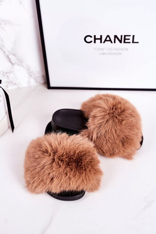 Дитячі тапочки з хутром Світло-коричневі Fashionista