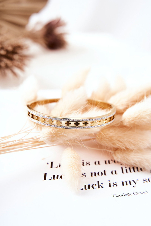 Сталевий браслет з цирконами Gold Allia