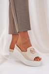Сандалі На Платформі І На Каблуці З Декорацією Світло-бежеві Nanessia