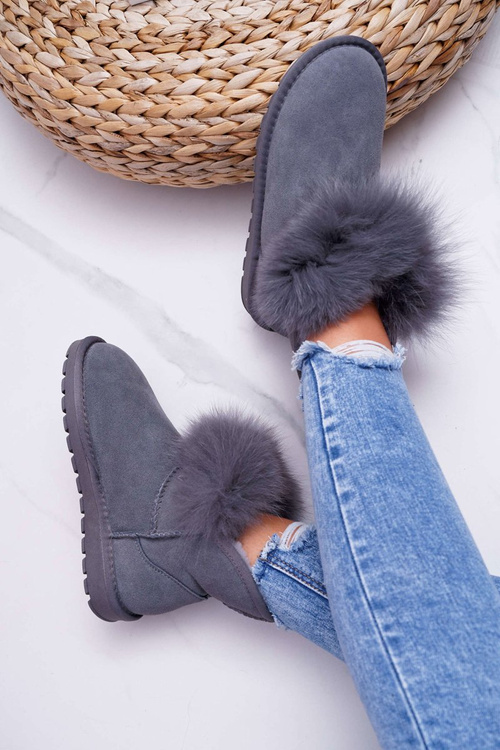 Жіночі черевики Снігові черевики Фліс Утеплена шкіра Замша Сірі Memento